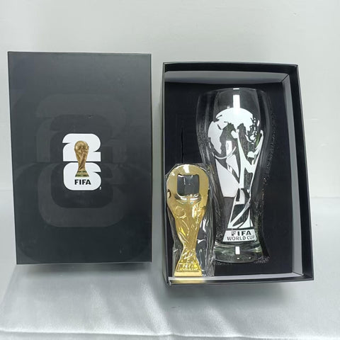 🏆 Official 2026 World Cup Premium Beer Glass & Golden Trophy Opener Gift Set | Limited Edition Fan Memorabilia Collection