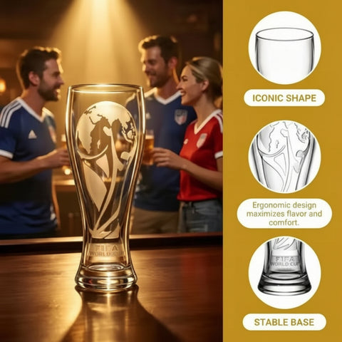 🏆 Official 2026 World Cup Premium Beer Glass & Golden Trophy Opener Gift Set | Limited Edition Fan Memorabilia Collection