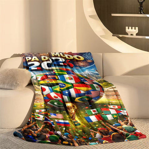 ⚽ Premium World Football Flannel Blanket – Ultra-Soft Fleece Throw Blanket for Match Days, Sofa & Custom Designs | Perfect Fan Gift & Stadium Companion