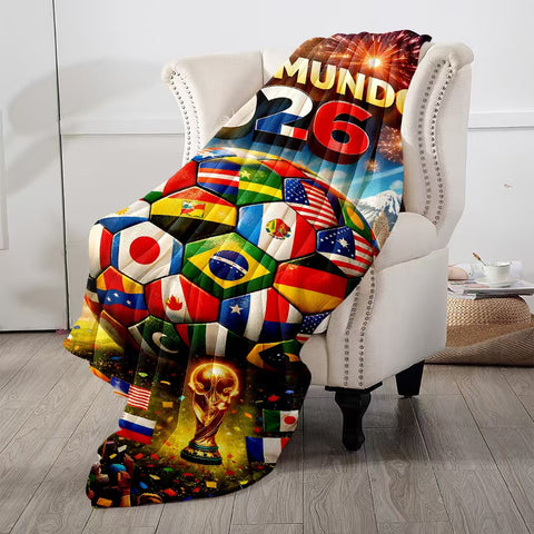 ⚽ Premium World Football Flannel Blanket – Ultra-Soft Fleece Throw Blanket for Match Days, Sofa & Custom Designs | Perfect Fan Gift & Stadium Companion
