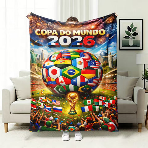 ⚽ Premium World Football Flannel Blanket – Ultra-Soft Fleece Throw Blanket for Match Days, Sofa & Custom Designs | Perfect Fan Gift & Stadium Companion