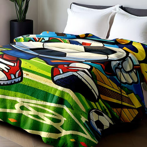 ⚽ Premium World Football Flannel Blanket – Ultra-Soft Fleece Throw Blanket for Match Days, Sofa & Custom Designs | Perfect Fan Gift & Stadium Companion