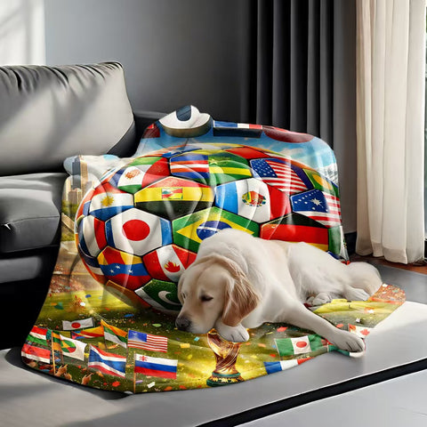 ⚽ Premium World Football Flannel Blanket – Ultra-Soft Fleece Throw Blanket for Match Days, Sofa & Custom Designs | Perfect Fan Gift & Stadium Companion