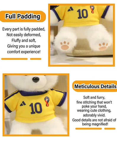 ⚽ Mini Soccer Teddy Bear Plush Keychain – Cute 15cm Plushie Bag Charm with Removable National Jersey No. 10 | Perfect Football Fan Gift