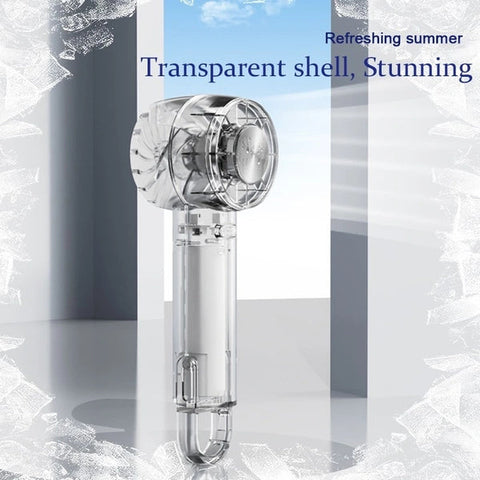 Ice Cooling Transparent Handheld Fan USB Rechargeable Portable Mini Fan